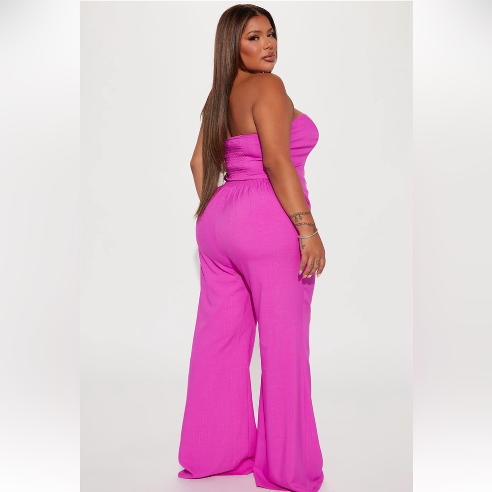 Fashion Nova Strapless Hot Pink Corset Jumpsuit - Picture 3 of 6
